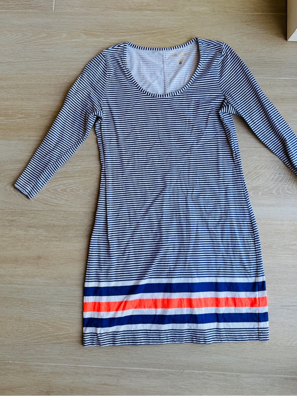 Lilly Pulitzer Navy, White & Coral Striped Long Sleeve Knit Dress